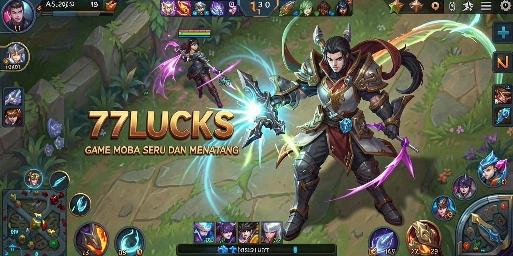 Gameplay seru dalam 77LUCKS yang menunjukkan aksi pertarungan intens.