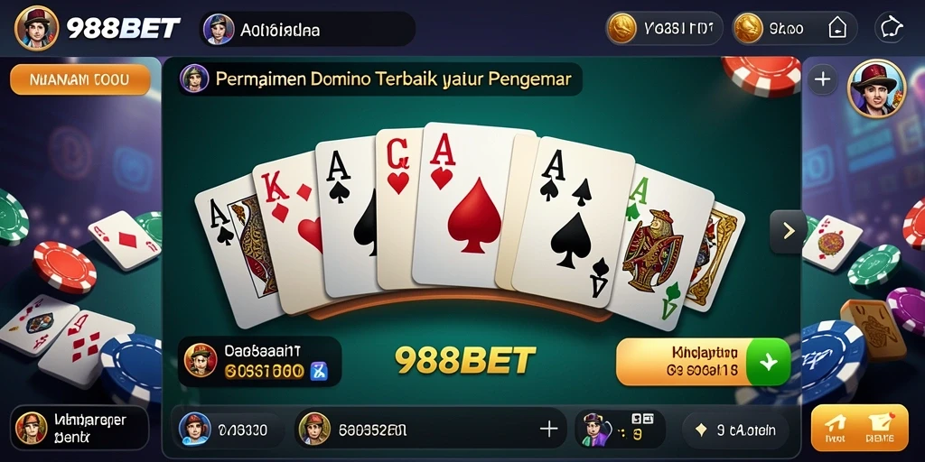 Tampilan gameplay seru dalam aplikasi Domino 988BET.