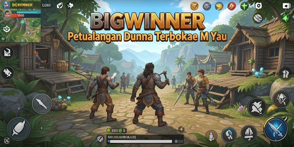 Screenshot gameplay menunjukkan petualangan di dunia terbuka yang luas.