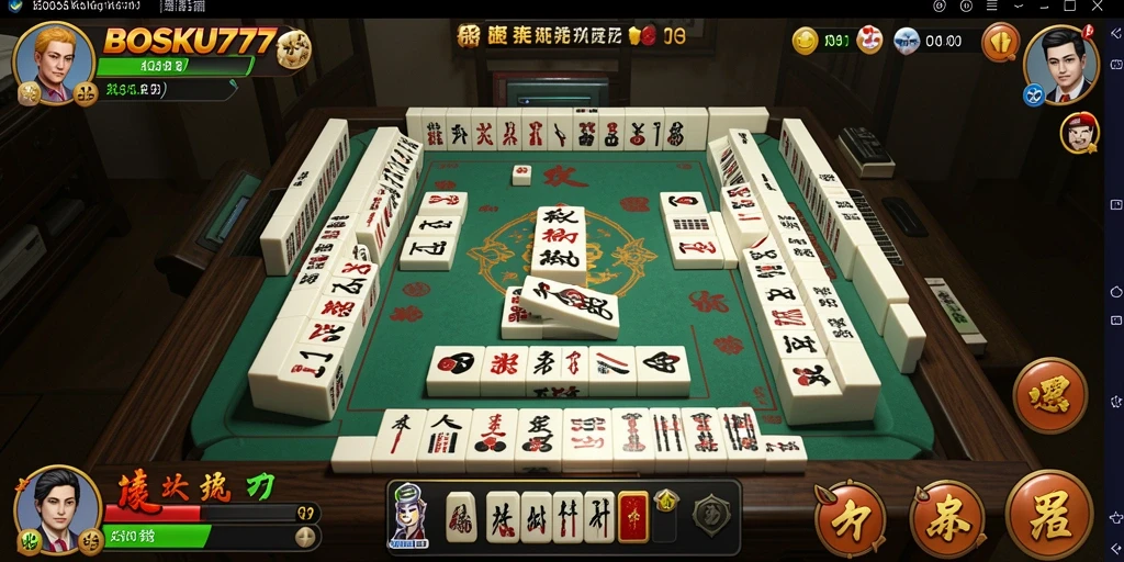 Tampilan menarik dari gameplay Mahjong di BOSKU777.