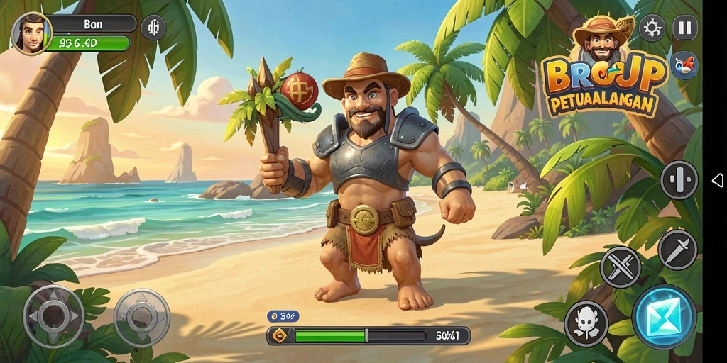 Tampilan gameplay BROJP dengan karakter Anime yang keren dan seru.