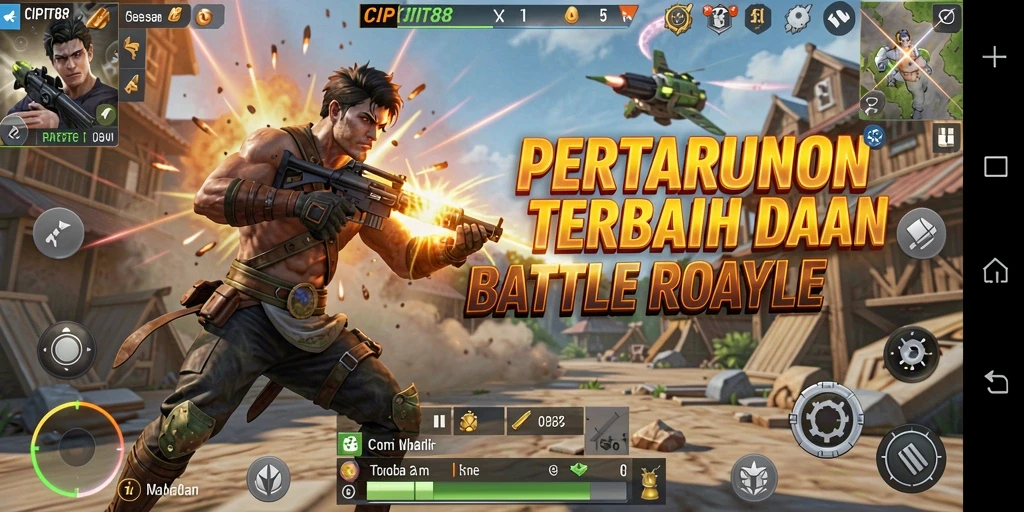 Screenshot gameplay <strong>CIPIT88</strong> menampilkan pertempuran seru dalam mode Battle Royale.