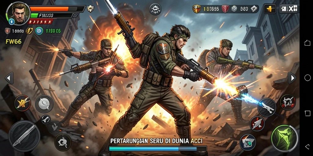 Screenshot dari gameplay action seru FW66 dengan grafis menawan.