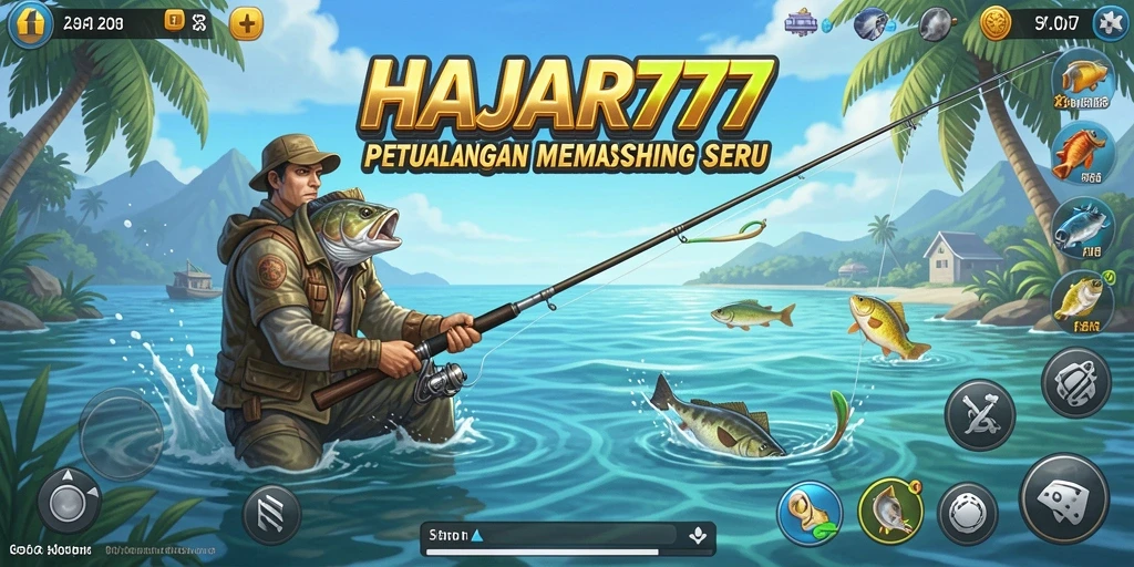 Tampilan gameplay <strong>HAJAR777</strong> dengan aksi memancing yang mendebarkan.