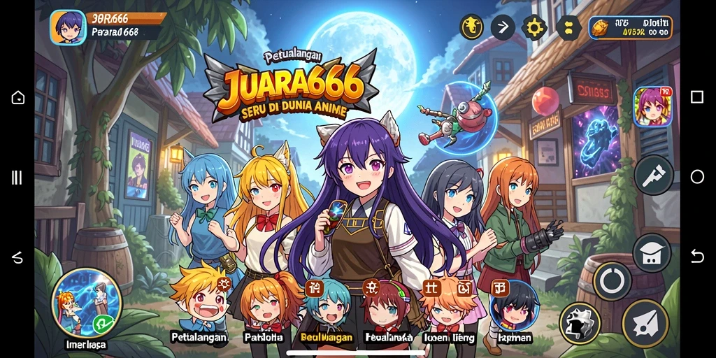 Tampilan gameplay JUARA666 dengan karakter anime menakjubkan.