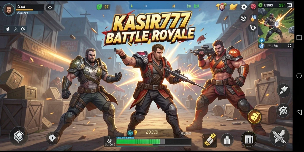 Screenshot gameplay KASIR777 menunjukkan pertarungan epik Battle Royale.