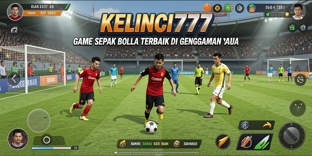 Tampilan gameplay seru dalam KELINCI777 yang menampilkan pertandingan sepak bola.