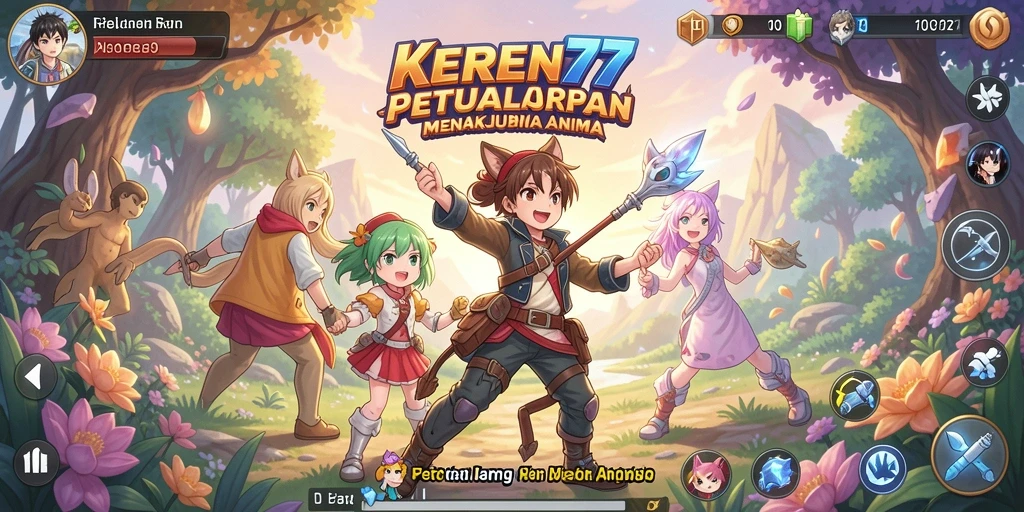 Tampilan gameplay menakjubkan dari KEREN77 dengan karakter anime.
