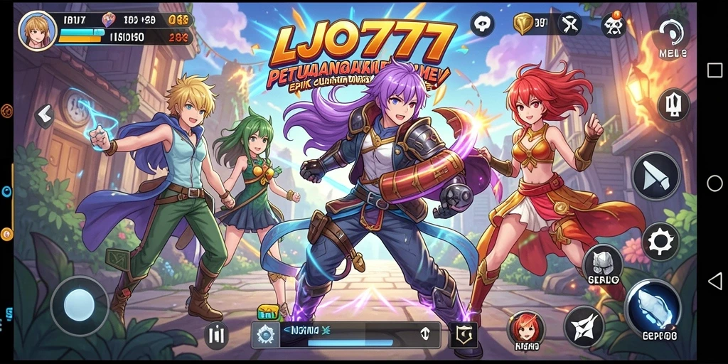 Screenshot utama LJO777 menampilkan aksi seru dalam permainan anime.