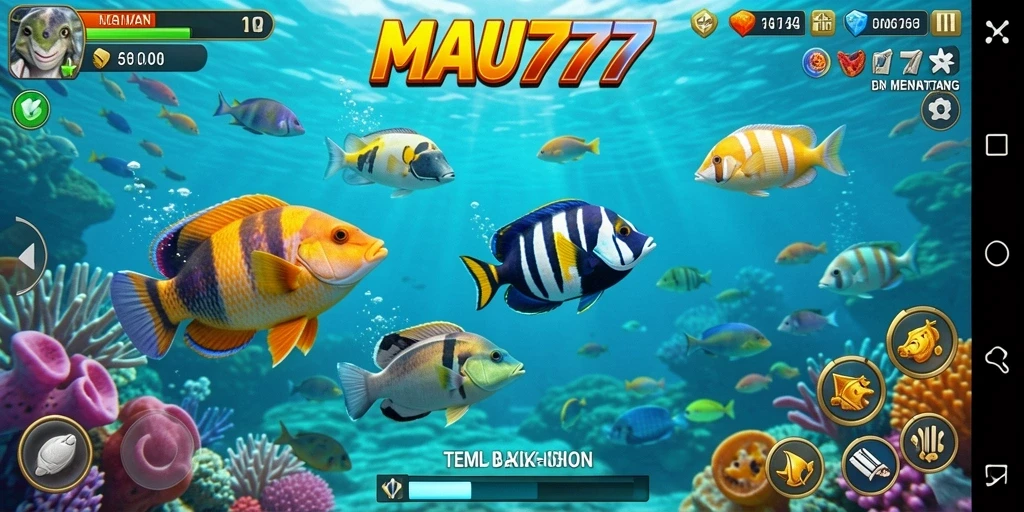 Tampilan gameplay seru di MAU777 dengan aksi menembak ikan.