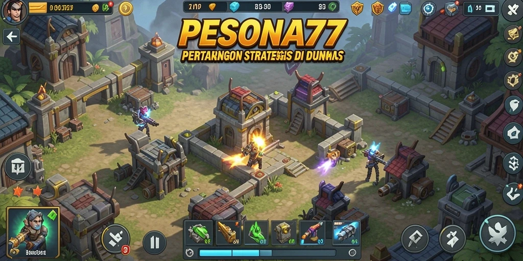 Screenshot gameplay PESONA77 menampilkan menara yang siap bertarung.