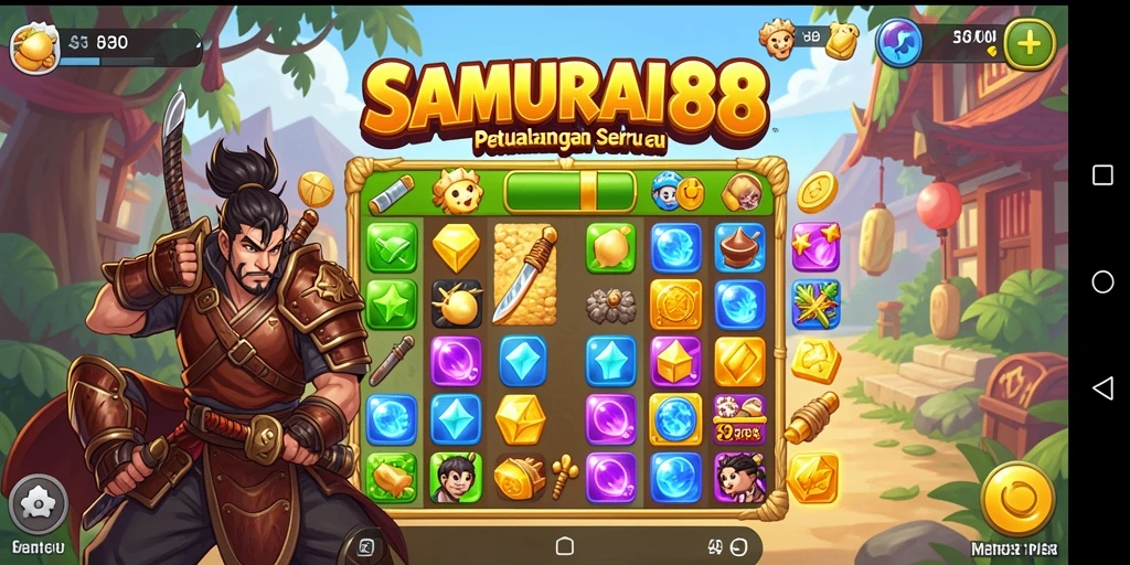 Tampilan menarik dari gameplay SAMURAI88 dengan tantangan Match-3.