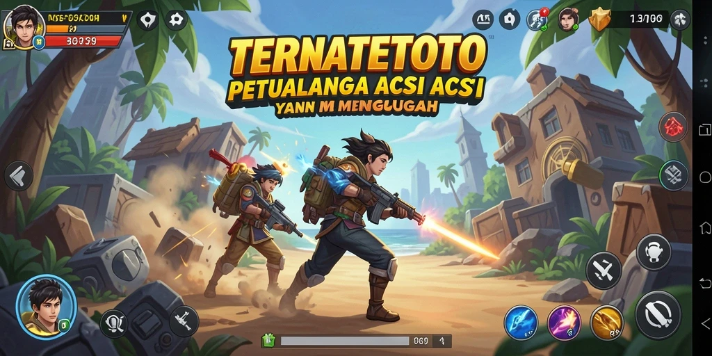 Tampilan gameplay TERNATETOTO dengan pertarungan yang epik.