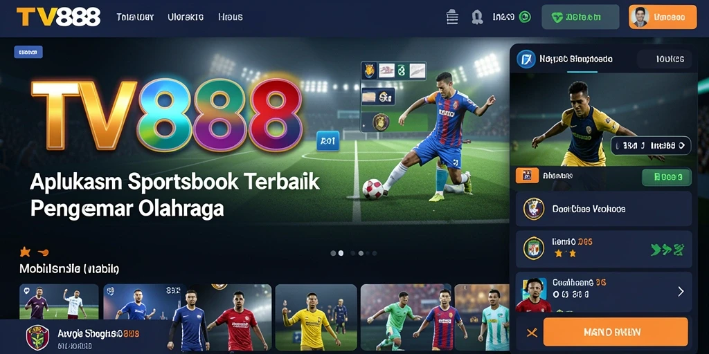 Screenshot utama TV888 menampilkan antarmuka sportsbook yang menarik.