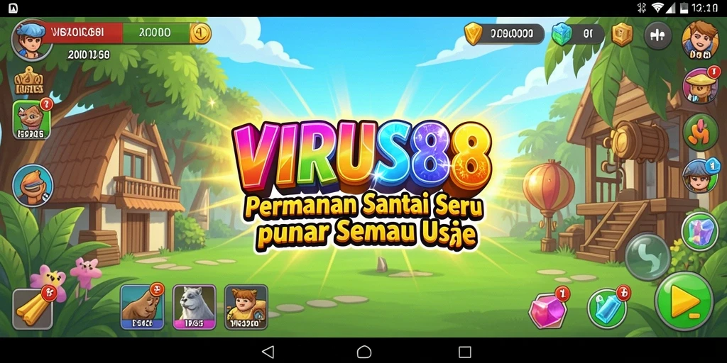 Tampilan gameplay VIRUS88 yang penuh warna dan seru.